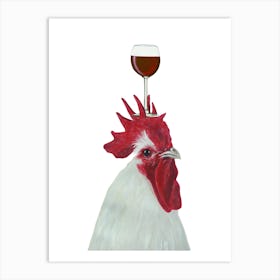 Rooster With Wineglass Art Print