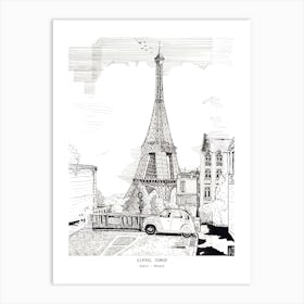 Paris Eiffel Tower Pen and Ink Cityscape Art Art Print