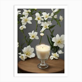 White Flowers On A Table Art Print