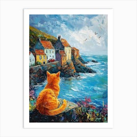 Irish Fishing Village With Cats 4 Art Print