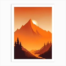 Misty Mountains Vertical Composition In Orange Tone 191 Art Print