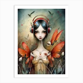 Fairy Headphones Art Print