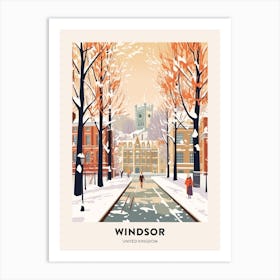 Vintage Winter Travel Poster Windsor United Kingdom 2 Art Print