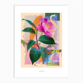 Camellia 1 Neon Flower Collage Poster Art Print