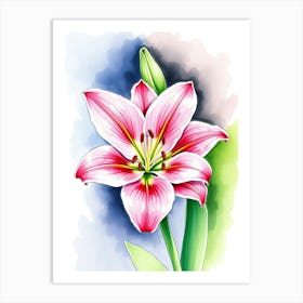 Watercolor Lily Flower Art Print