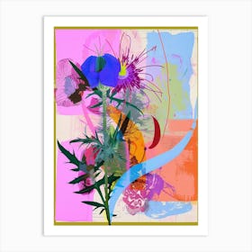 Nigella 5 Neon Flower Collage Art Print