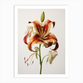 Pressed Flower Botanical Art Gloriosa Lily 3 Art Print