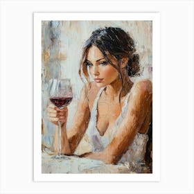 Woman With A Glass Of Wine Art Print