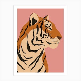 Jungle Safari Tiger on Pink Art Print