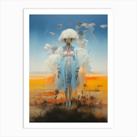 portrait of a woman in a field illustration 4 Art Print