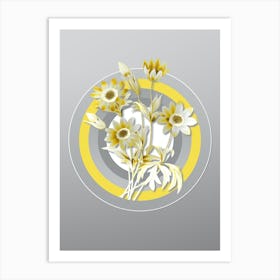 Botanical Broad Leaved Anemone in Yellow and Gray Gradient n.002 Art Print