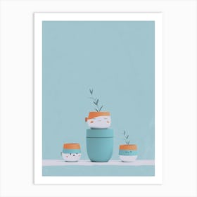 Kawaii Pots Art Print