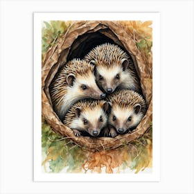 Hedgehogs In The Nest Art Print