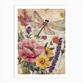 Dragonfly Vintage Art Print