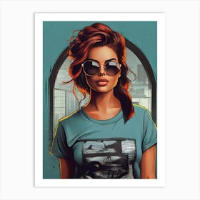 Girl In Sunglasses Art Print