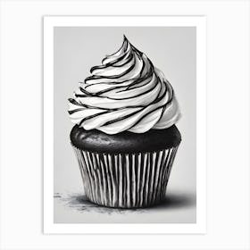 Black And White Cupcake 3 Art Print