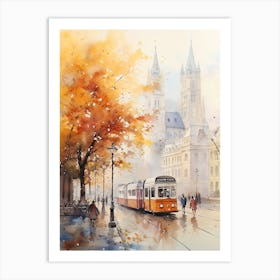 Vienna Austria In Autumn Fall, Watercolour 3 Art Print