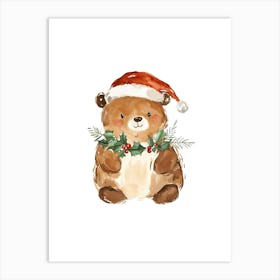 Santa Bear Art Print