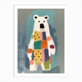 Polar Bear 1 Kids Patchwork Painting Art Print