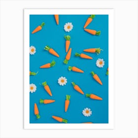 Carrots On Blue Background Art Print