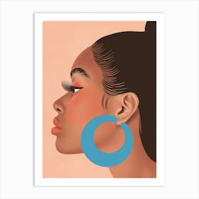 Illustration Of A Woman Wearing Hoop Earrings Art Print