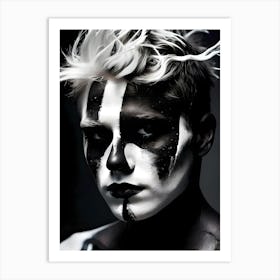 Boy In Black And White Camouflage  Art Print