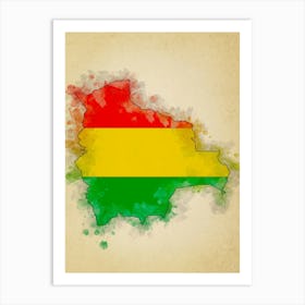 Bolivia Flag Vintage Art Print