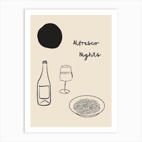 Alfresco Nights Poster B&W Art Print