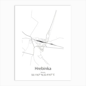 Hrebinka,Ukraine Minimalist Map Art Print