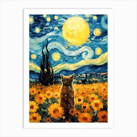 Starry Night Cat Art Print