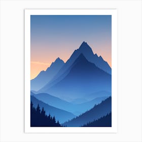 Misty Mountains Vertical Composition In Blue Tone 148 Art Print