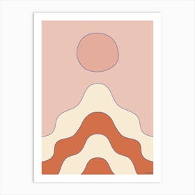 Open Your Mind Light Pink And Orange Playful Wavy 1 Art Print