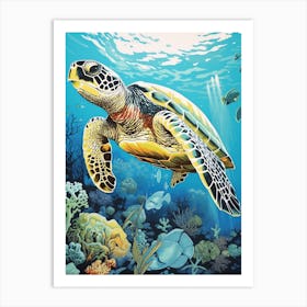 Sea Turtle Exploring The Ocean 5 Art Print