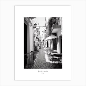 Poster Of Positano, Italy, Black And White Photo 1 Art Print