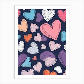 Seamless Pattern Of Hearts Art Print