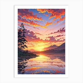 Sunset Over The Lake 2 Art Print