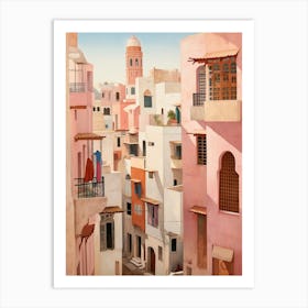 Tangier Morocco 8 Vintage Pink Travel Illustration Art Print