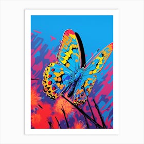 Pop Art Common Blue Butterfly 2 Art Print