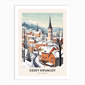 Vintage Winter Travel Poster Cesky Krumloy Czechia 2 Art Print