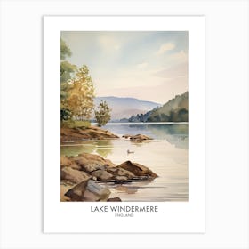 Lake Windermere 1 Watercolour Travel Poster Art Print