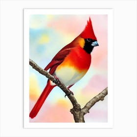 Cardinal Watercolour Bird Art Print