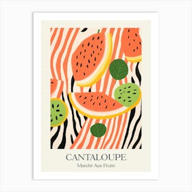 Marche Aux Fruits Cantaloupe Fruit Summer Illustration 3 Art Print