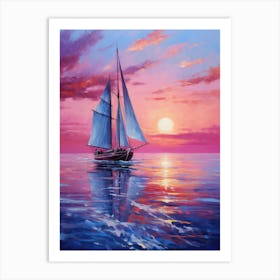 Sailboat At Sunset 9 Art Print