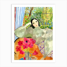 Woman In A Garden 4 Art Print