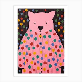 Pink Polka Dot Wombat 3 Art Print