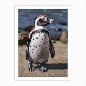 African Penguin Livingston Island Oil Painting 3 Art Print