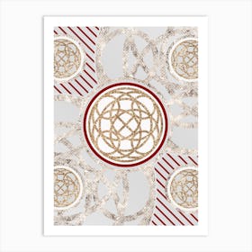 Geometric Abstract Glyph in Festive Gold Silver and Red n.0035 Art Print