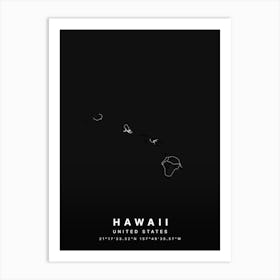 Hawaii United States Black Map Art Print