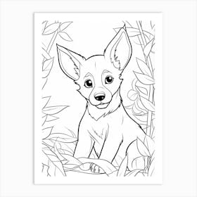 Line Art Jungle Animal Dingo 2 Art Print