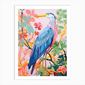 Colourful Bird Painting Great Blue Heron 4 Art Print